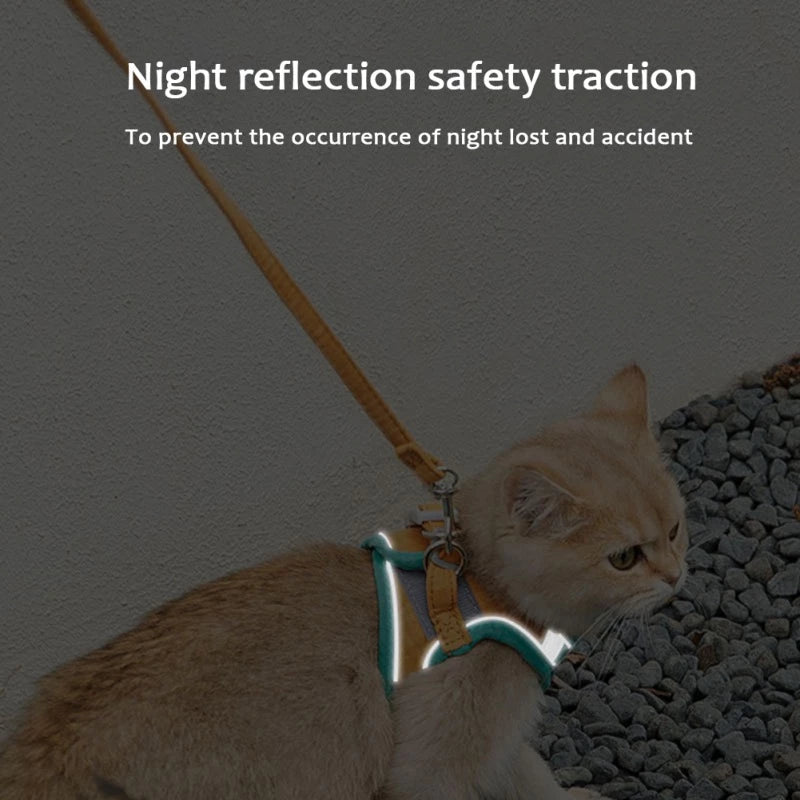 Arnés Reflectante para Gatos con Correa Ajustable
