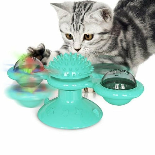 Molinillo Giratorio con Bolas LED para Gatos